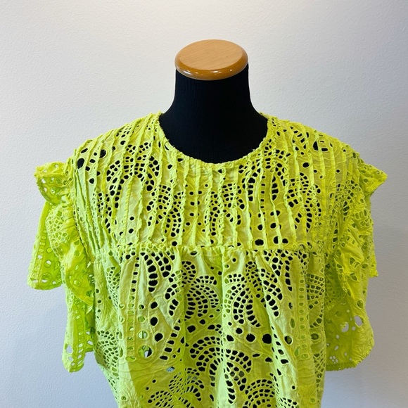 Farm Rio Palm Tree Eyelet Richelieu Top - Picture 7 of 14